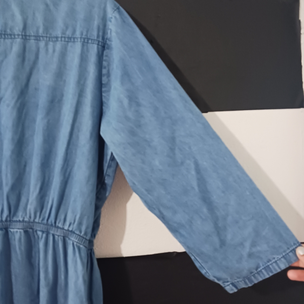 NEW MPH Collection Women buttoned Denim rhinestone bling pocket midi dress - Picture 10 of 12